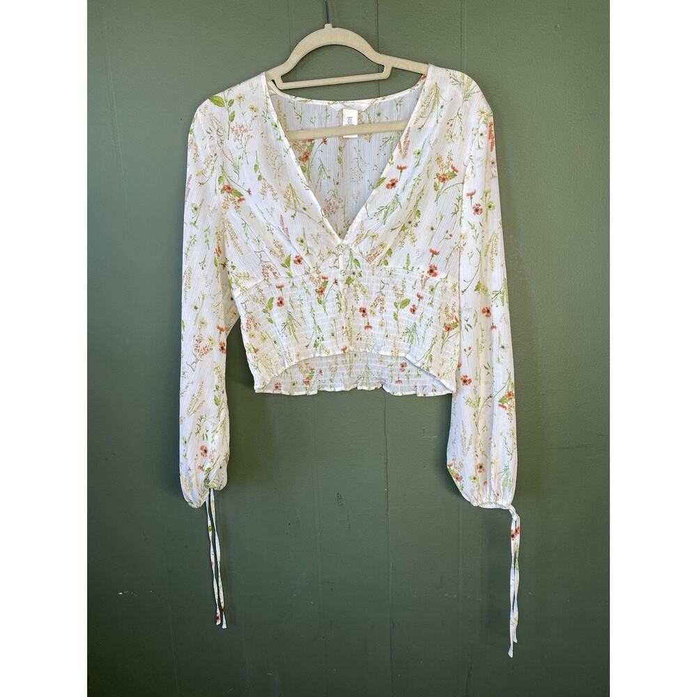 H&M Blouse Womens Medium Lightweight Floral Boho Chic Fairy Romantic Ethereal - Picture 3 of 13